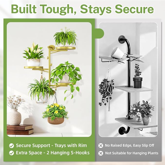 iDavosic.ly Rotating Window Plant Shelves, 3-Tier Metal Wall Stand - Image 5