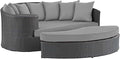 Modway Sojourn Wicker Rattan Outdoor Patio Sunbrella Fabric Daybed in Canvas by Modway