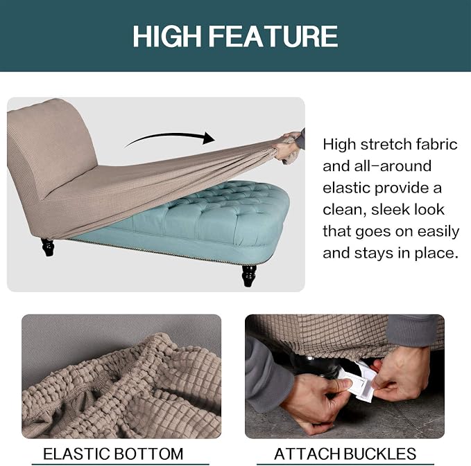 FantasDecor Chaise Lounge Cover Stretch Armless Chair Slipcover - Image 5