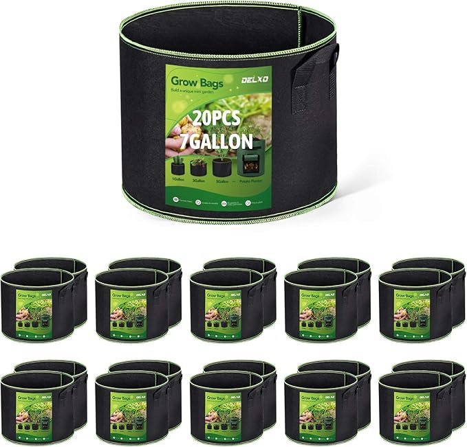 Delxo 20-Pack 7 Gallon Heavy Duty Aeration Thickened Nonwoven Fabric Pots Plant by Delxo