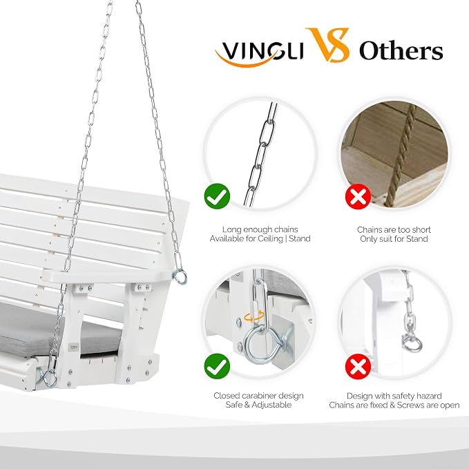 VINGLI 5 FT Outdoor Porch Swing - Image 2