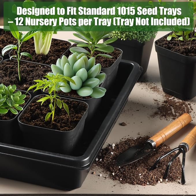 100 Pack Plant Nursery Pots 3.15 Inch, Durable Square Seedling Pots - Image 6