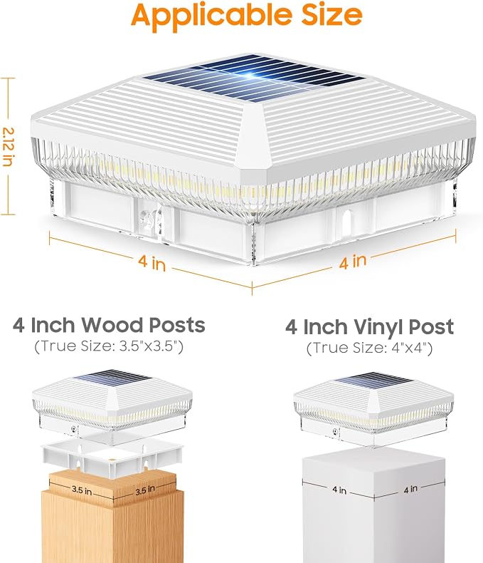 LETMY 12 Pack Solar Post Cap Lights Outdoor, 40 Brighter LEDs 4x4 Fence Post - Image 3