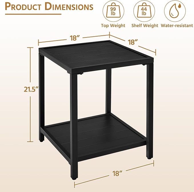 Yaheetech Outdoor Side Table, Metal Outdoor End Table - Image 3