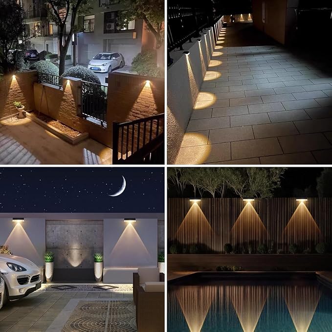 Solar Fence Lights Outdoor, 8 Pack Fence Light Solar Powered Wall Lighting - Image 3