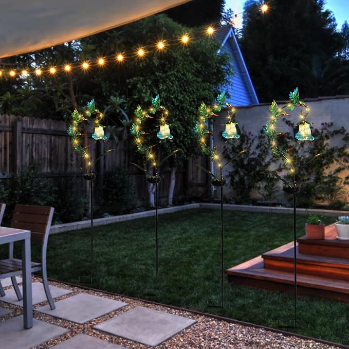 Bshine Solar Hummingbird Lights Outdoor Garden Decoration, Metal Stake - Image 5