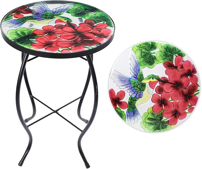 VCUTEKA Patio Side Table Outdoor Accent Table Small Mosaic Tables Coffee End by VCUTEKA