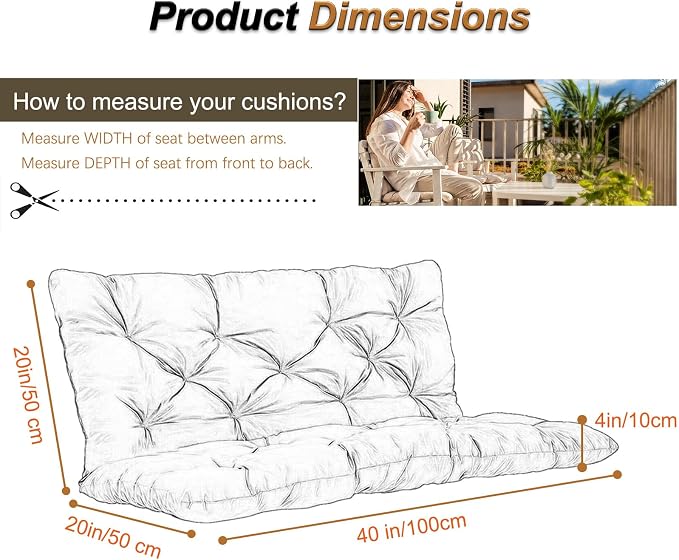 2-3 Seat Swing Replacement Cushion, Outdoor Bench Cushions - Image 3