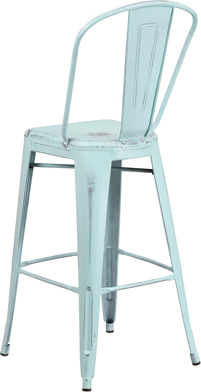 EMMA + OLIVER Commercial 30" H Distressed Green-Blue Metal Indoor-Outdoor - Image 7
