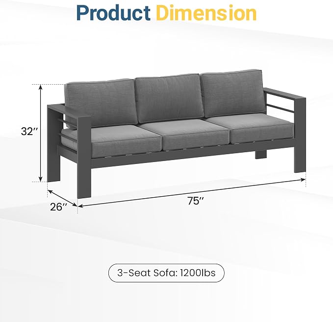 Wisteria Lane Patio Furniture Metal Sofa, Metal Outdoor Chairs - Image 2