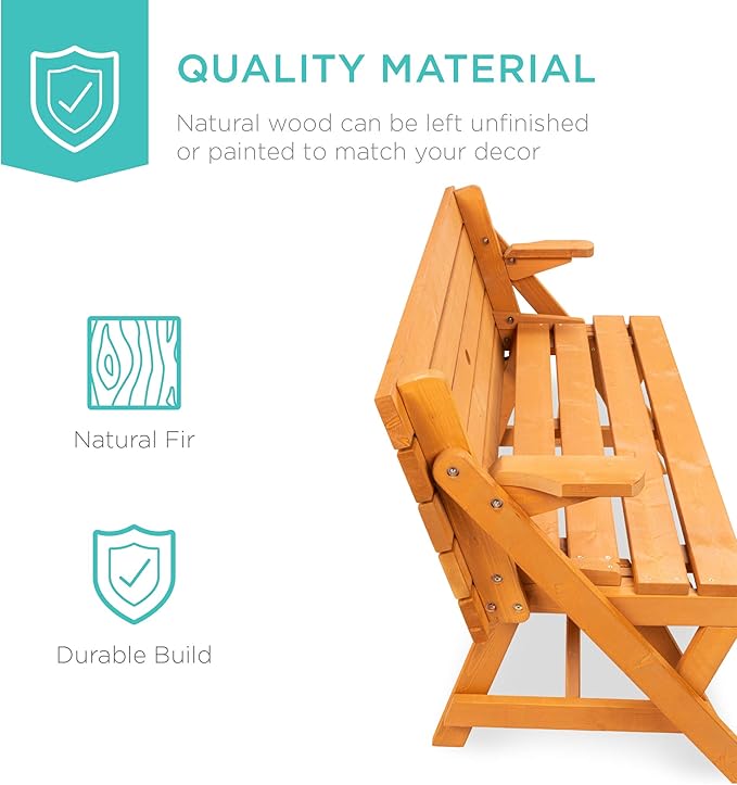 Best Choice Products 2-in-1 Transforming Interchangeable Outdoor Wooden Picnic - Image 4