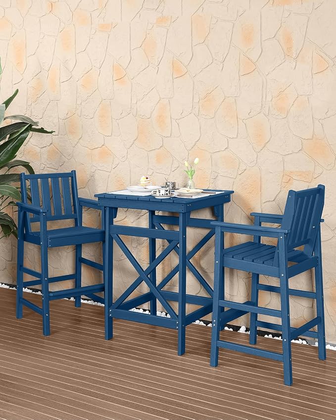 HDPE Outdoor Bar Table, All Weather HDPE High Top Pub Table, Square HDPE Patio - Image 3