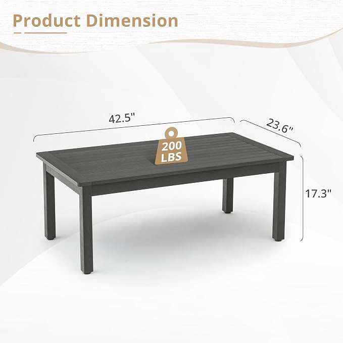 LUE BONA Outdoor Coffee Table, HDPS Patio Coffee Tables - Image 3