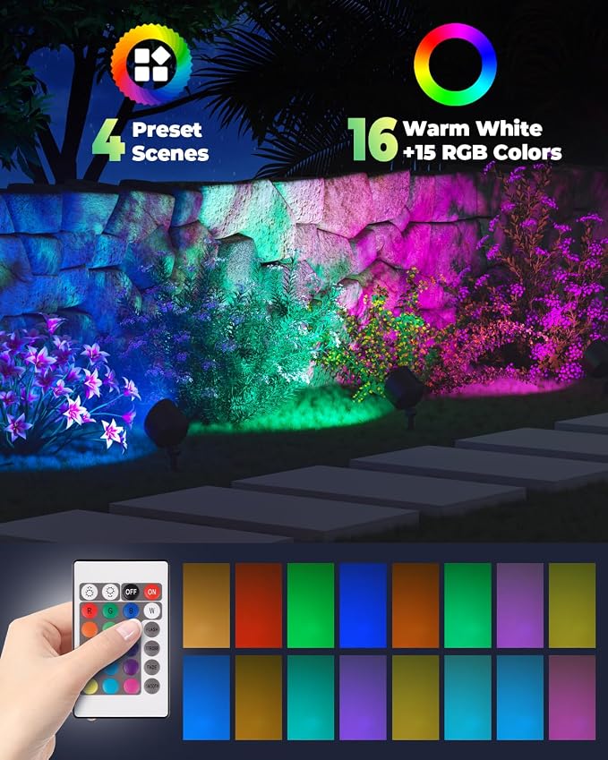 RGB PAR36 LED Light Bulb Color Changing, Warm White+15 Colors Choices on Remote - Image 2