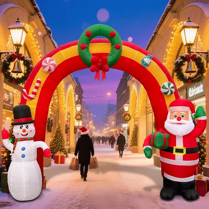 11.8 FT Christmas Inflatables Archway, Blow Up Santa Claus and Snowman - Image 2
