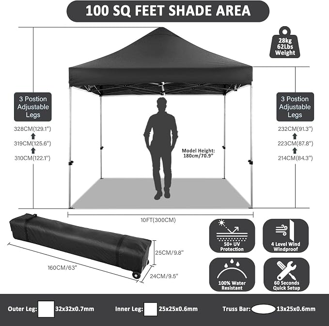 COBIZI 10x10 Pop Up Canopy - Image 3