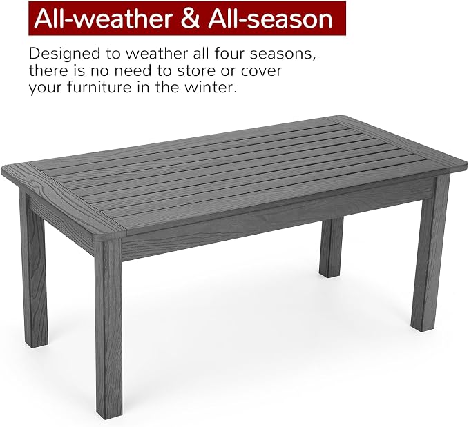 Stoog Outdoor Coffee Table, All-Weather HIPS Patio Coffee Table, - Image 4