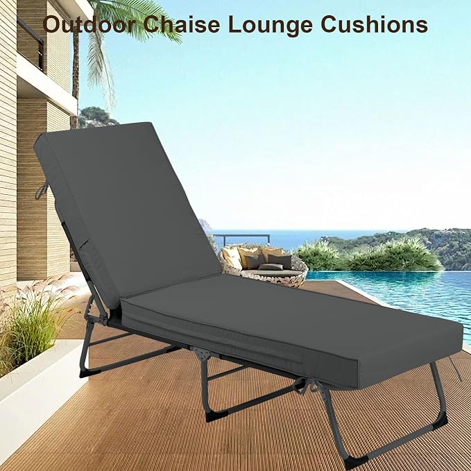 Outdoor Chaise Lounge Cushion, 4 Inch Thick Waterproof Fade Resistant Patio - Image 6