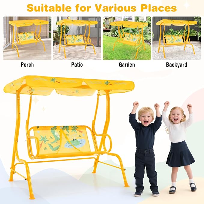 HONEY JOY Kids Patio Swing, 2-Seater Outdoor Porch Swing Lounge Chair, - Image 5