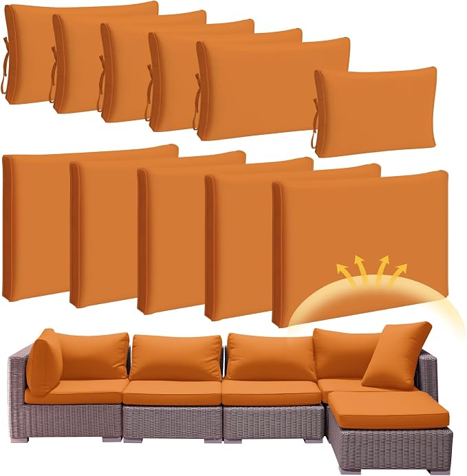 Patelai 11 Pcs Waterproof Patio Cushion Covers by Patelai
