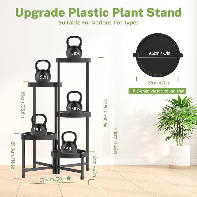 iDavosic.ly 5 Tier Folding Plant Stand Indoor Outdoor - Image 5
