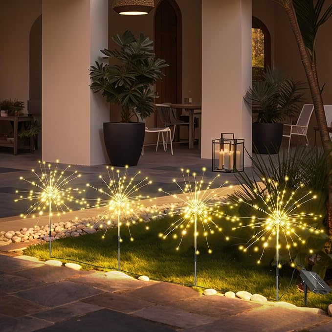 Anordsem Solar Fireworks Lights Outdoor: 4 Bendable Copper Wire 120 LEDs String - Image 5