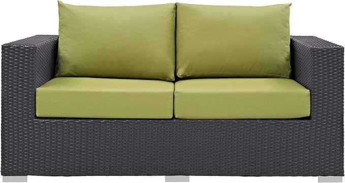 Modway Convene Wicker Rattan Outdoor Patio Loveseat in Espresso Peridot - Image 6