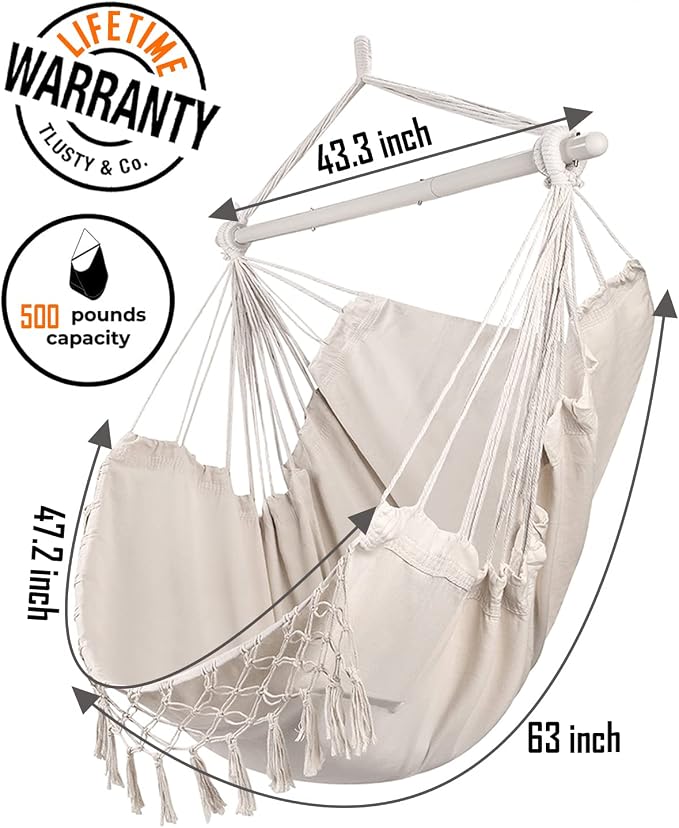 MIZTLI Hammock Chair Hanging Chair Swing Chair XXL Large Macrame Swing Indoor - Image 4