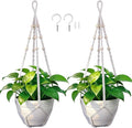 Macrame Plant Hanger, Wood Beads Cotton Hanging Planter Holder by Unknown