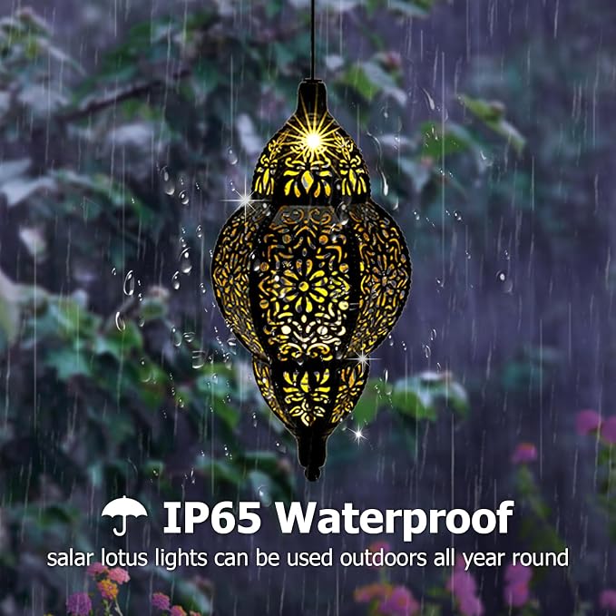 Hanging Solar Lantern Outdoor Decor, Moroccan Solar Lights - Image 6