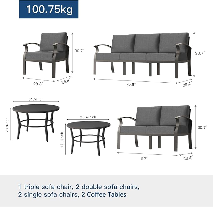 Kullavik Aluminum Patio Furniture Set - Image 4