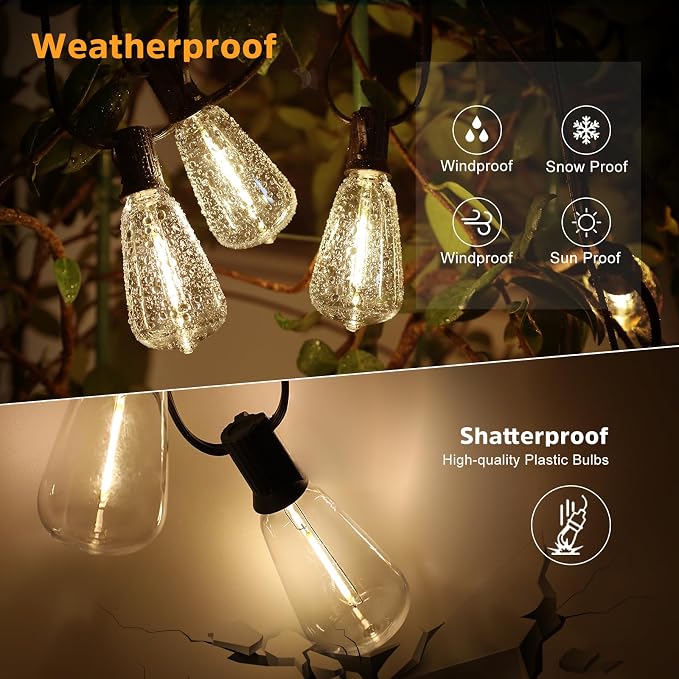 VUAA 150FT Solar Outdoor String Lights Waterproof, Solar Powered Patio Lights - Image 3