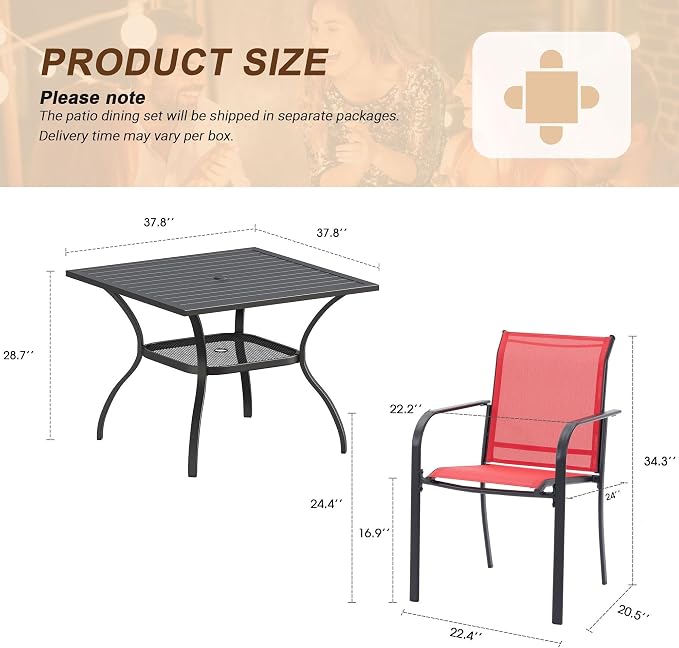 VICLLAX 5 Pieces Patio Outdoor Dining Set - Image 2