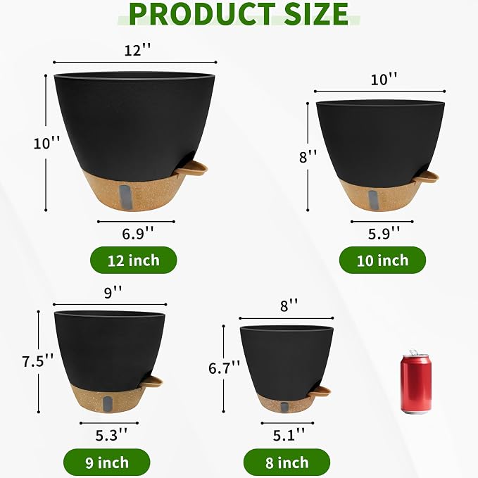 12/10/9/8 inch Self Watering Pots - Image 2