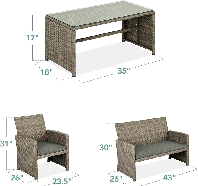 Best Choice Products 4-Piece Outdoor Wicker Patio Conversation Furniture Set - Image 7