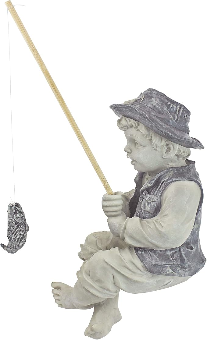 Design Toscano Frederic the Little Fisherman of Avignon Boy Fishing Garden - Image 8
