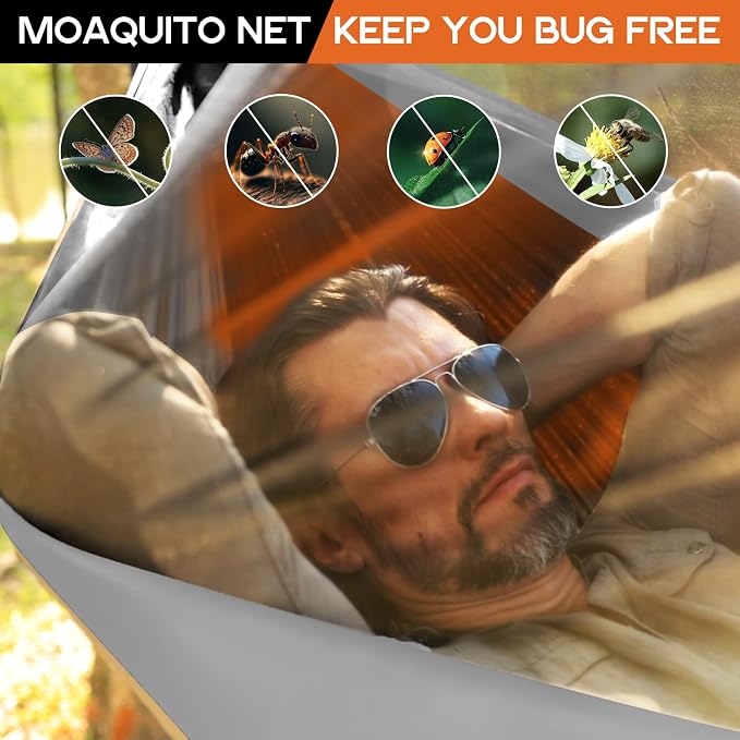 Camping Hammock Mosquito Net, Double & Single Portable Hammocks Hammocks - Image 3
