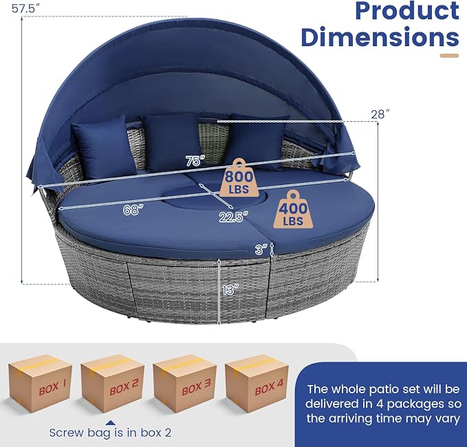 COSTWAY Patio Round Daybed - Image 4