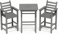GLANC Adirondack Chairs and Table 3 Pieces Set, HDPE Balcony Bar Height Chairs by GLANC