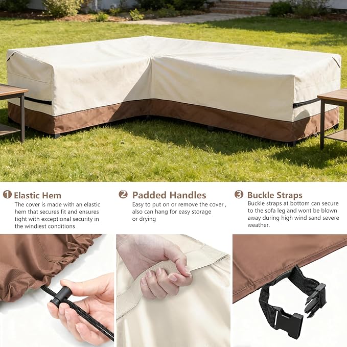 okcool Outdoor Sectional Sofa Cover Waterproof-L-Shaped Patio Furniture Covers - Image 4