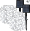 Solar String Lights Outdoor Waterproof 2 Pack Total 66ft 200LED 8 Modes Twinkle by Yaafen