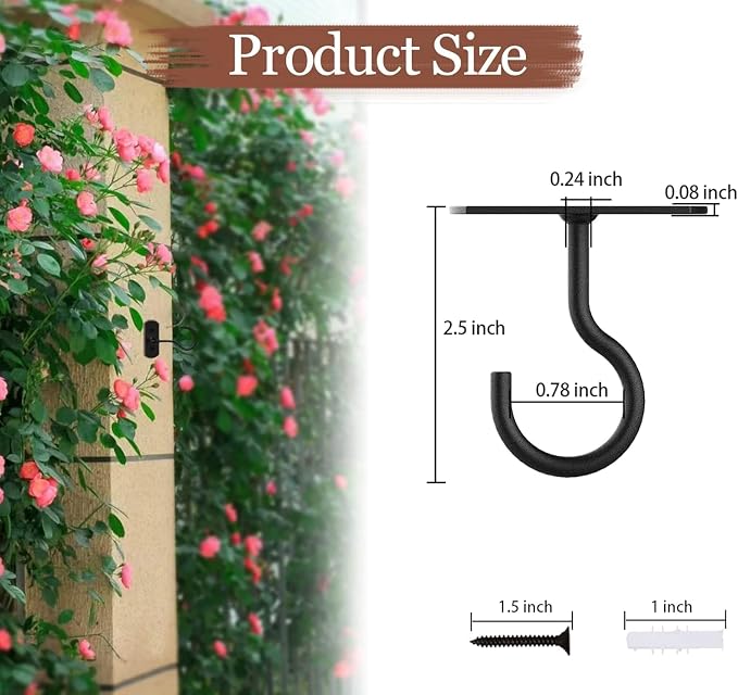 Ceiling Hooks for Hanging Plants 6Pack 2.5in Black - Image 2