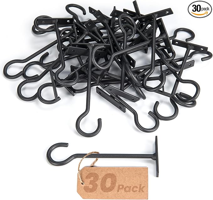 Plant Hooks 6in 30Pack Hanging Plant Bracket Metal Plant Hanger Black by QTJUST
