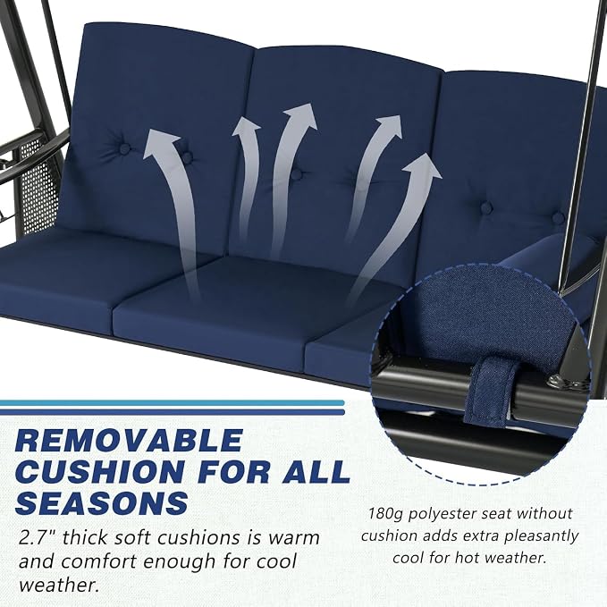 AECOJOY Outdoor Porch Swing, 3-Seat Porch Swing - Image 3