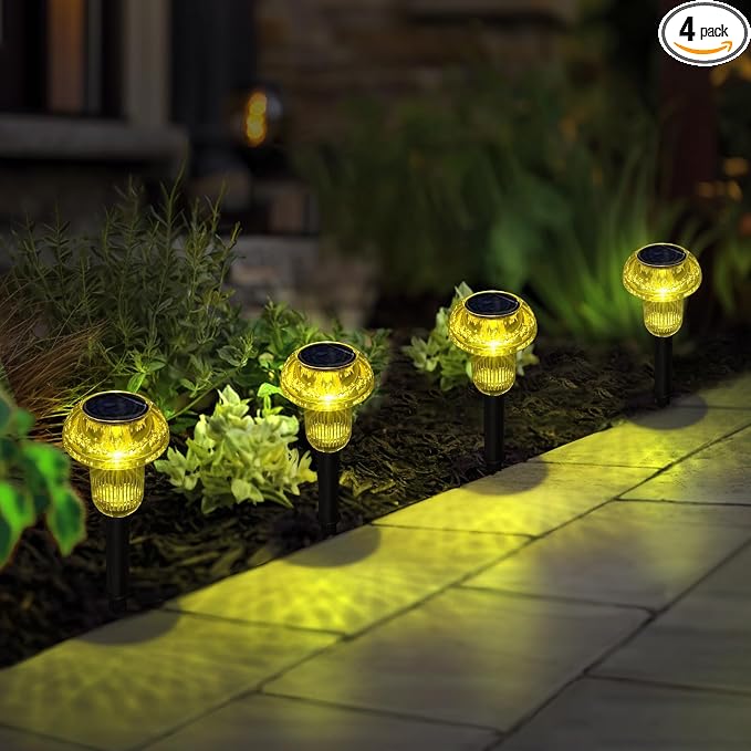 Easter Solar Pathway Lights Outdoor Decorative 4 Pack, Valentines Day Halloween by COZYPAVILION