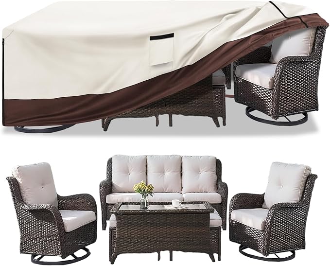 Patio Furniture Cover for 5 Pieces Set-Waterproof 600D Oxford Fabric Cover for by Aacabo