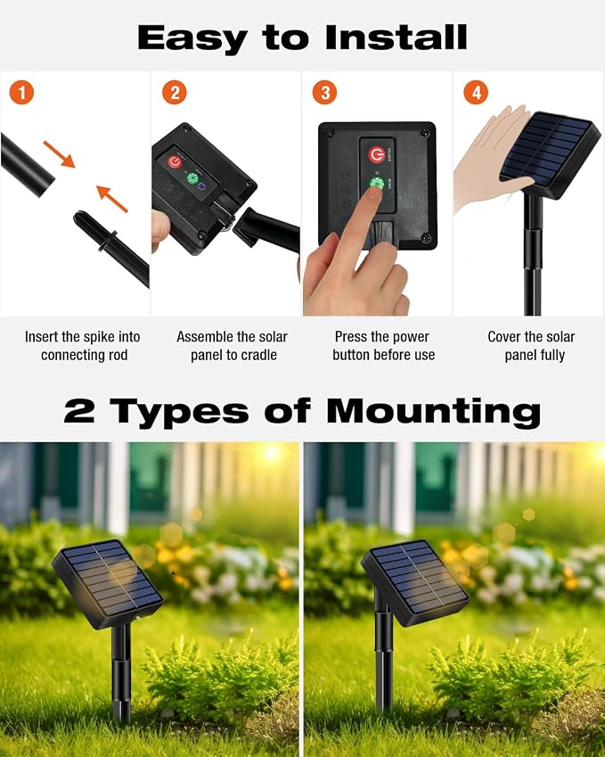 1 Pack Solar Fairy Lights for Outside Waterproof, 49FT/15M 150LED Solar String - Image 5
