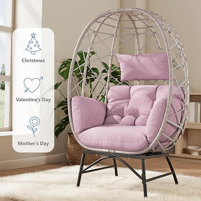 SWITTE Wicker Egg Chair Outdoor, Oversized Patio Lounge Chairs - Image 3