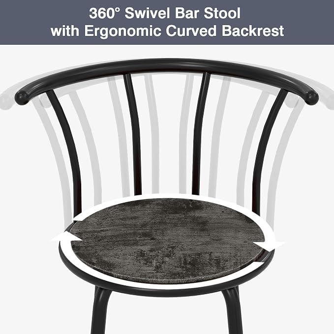VECELO Bar Stools Set of 2, Swivel Counter Barstools - Image 5