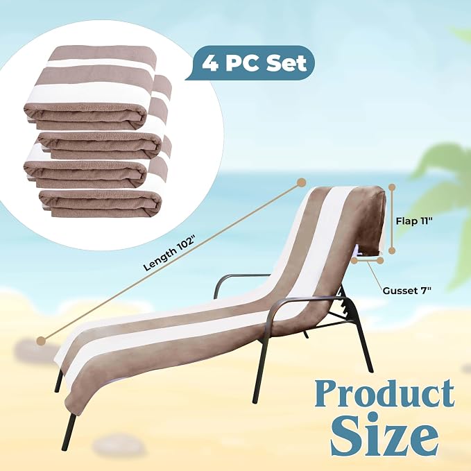 Superior Cabana Cotton Lounge Chair Cover, Outdoor Towel/Chaise Furniture Covers - Image 5